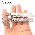 Заказная Цитата брелок Выгравированные буквы персонализированный брелок для ключей текстовый брелок подарок на день рождения Юбилей