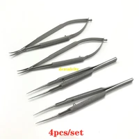 4pcsset 12 5cm scissorsneedle holders tweezers stainless steel surgical tool ophthalmic microsurgical instruments