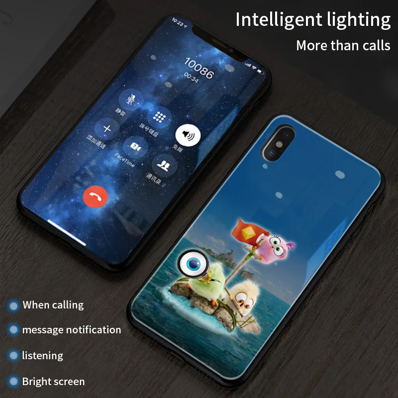 Умный светодиодный светящийся чехол для телефона iphone 7 8 s задняя крышка милые