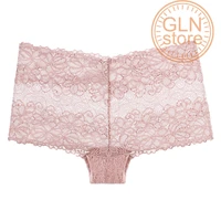 women s underwear lace sexy large size boxer ultra thin translucent panties temptation peach hip cotton crotch lingerie 137