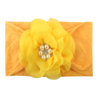 Шифоновая повязка на голову с цветами для маленьких девочек алмазным камнем