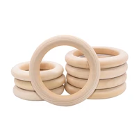 5 natural wood hollow circle wood teething beads wooden craft ring for jewelry making diy art ornament accessories kids toys