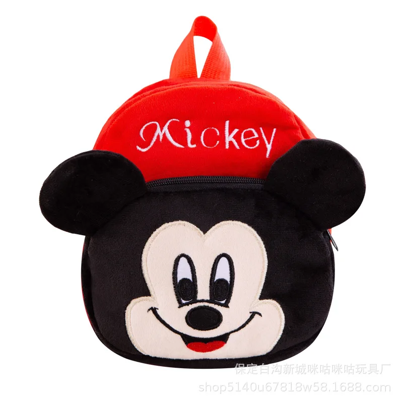 Disney Cartoon Plush Backpack for Girls Boys Mickey Mouse Minnie Winnie The Pooh Kids Kindergarten Schoolbag Soft Bookbags