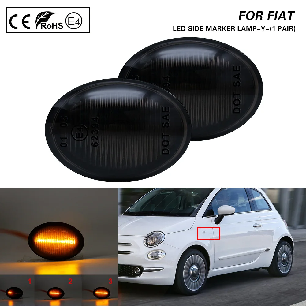 

For Fiat 500 500C 500L Abarth 500 595 695 Alfa Romeo 4C Ford KA Lancia Ypsilon LED Dynamic Side Marker Light Turn Signal Lamp