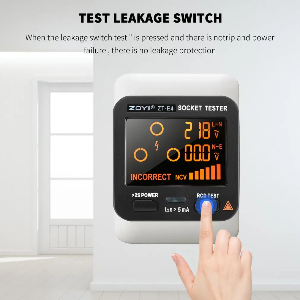 

High Speed Digital Socket Tester Smart LCD Outlet Checker NCV Test Voltage Detect High Speed Socket Tester Convenient & Portable
