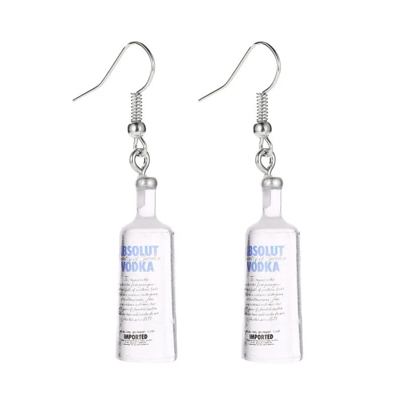 

New Earrings Fun Vodka Beer Bottle Mineral Water Bottle Drop Earring Ideas Jewelry Woman Accessories