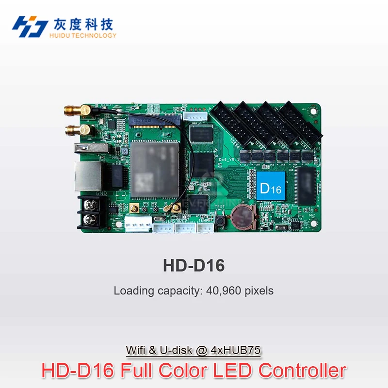 

Huidu Wi-Fi Asynchronous Full Color Banner Screen Control Card HD-D16 For Taxi Car Led Screen And Support Mobile App Control