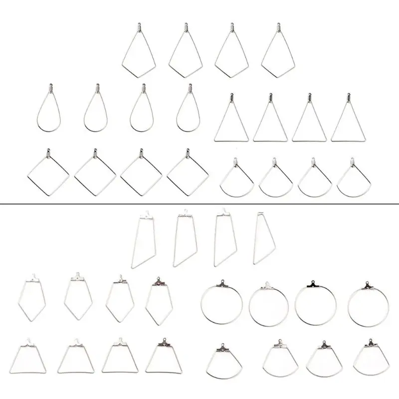 

20Pcs Earring Hooks Teardrop Square Round Irregular Shape Earrings Pendant Beading Hoop Earrings Findings Jewelry Making E56A