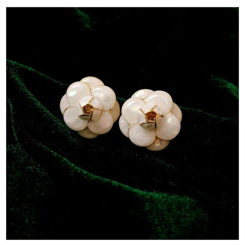 

S925 Sterling Silver Needles Stud Earrings For Women Vintage Fine Jewelry Stereoscopic Camellia Flower Elegant Accessories