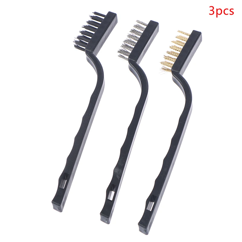 

3pcs Mini Wire Brush Set Steel Brass Nylon Cleaning Polishing Detail Metal Rust Brush Polishing Derusting Cleaning Tools