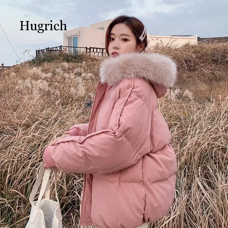 Winter Jacket Women Short Down Cotton Coats Parkas Female Fur Collar Hooded Cotton Jacket Woman Casual Loose Cotton-Padded Coats