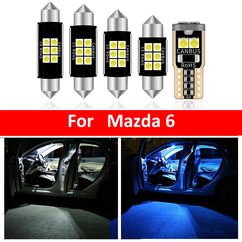 

13 шт. автомобиль белый внутренний светодиодный светильник лампы посылка комплект для 2014- 2017 Mazda 6 карта купольная лампа багажника Iceblue