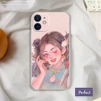 new original transparent silicone beautiful girl phone case for iphone 11 12 pro max mini x xr xs max 7 8 plus protection cover