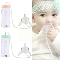 separate baby bottle kids cup silicone sippy children training baby water hands free straw drinking bottle feeding cute bot g9p7