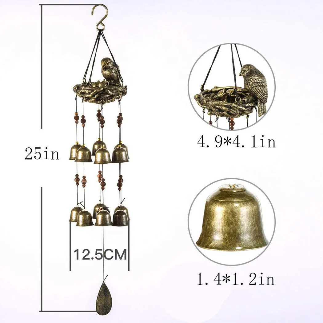 

Bird Wind Chime Bird Bells Children Hanging Home Nest Office Wind Bells