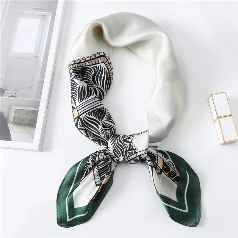 

70X70Cm Zijde Gevoel Vierkante Sjaals Voor Dames Retro Gedrukt Kleine Haar Sjaals Halsdoek Satijnen Hoofddoek 2020 Nieuwe