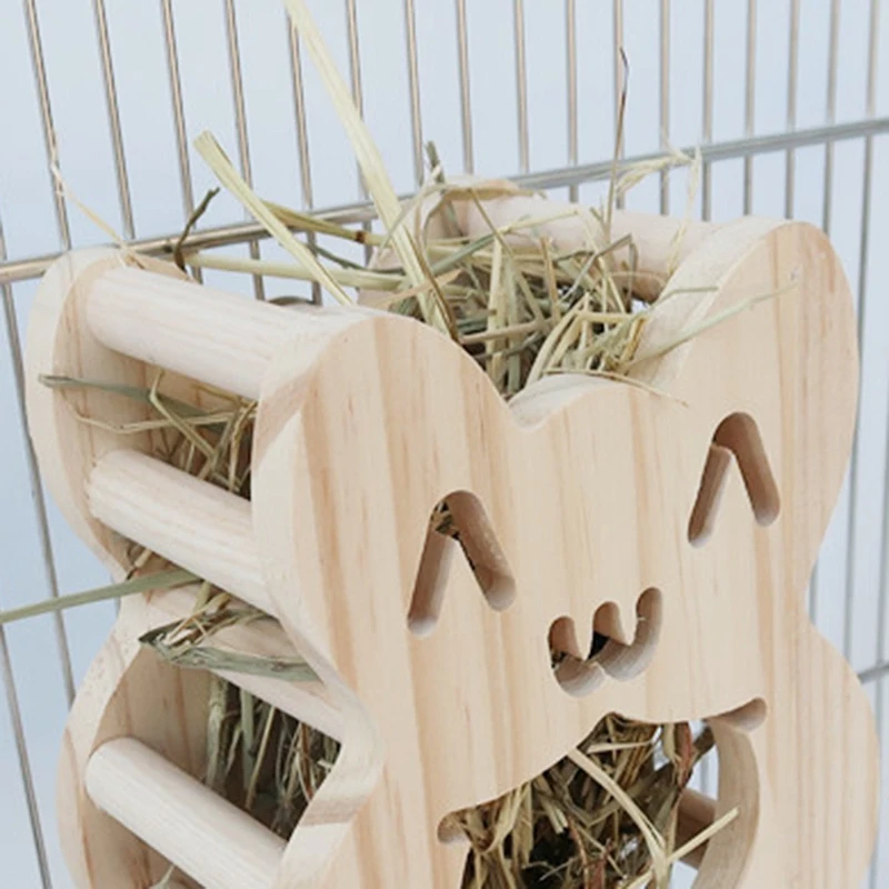 

Wooden Hay Manger Wall-Mounted Rabbit Hay Feeder Hamster Guinea Pigs Food Feeding Rack Chinchilla Feeder Bowls for Grass