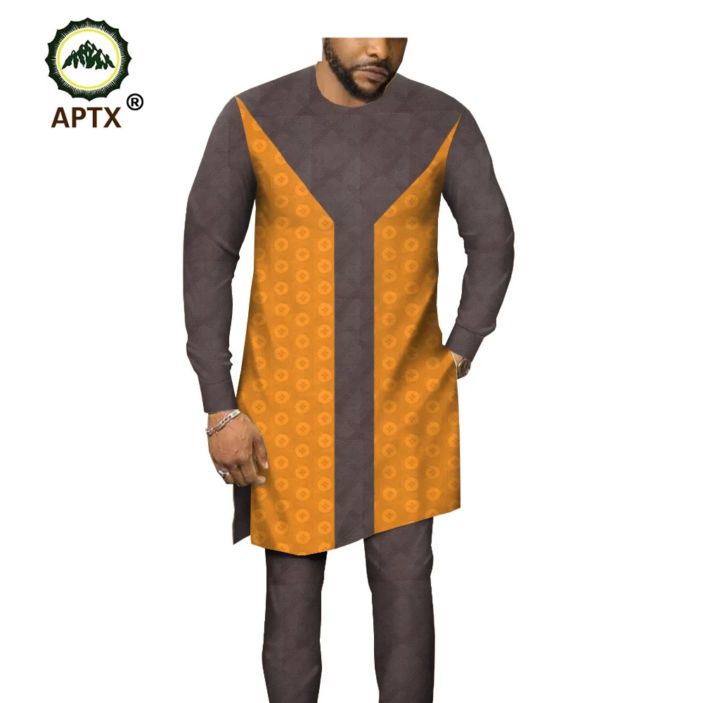 Мужская рубашка и брюки Bazin комплект из 2 х предметов хлопковая с длинным рукавом