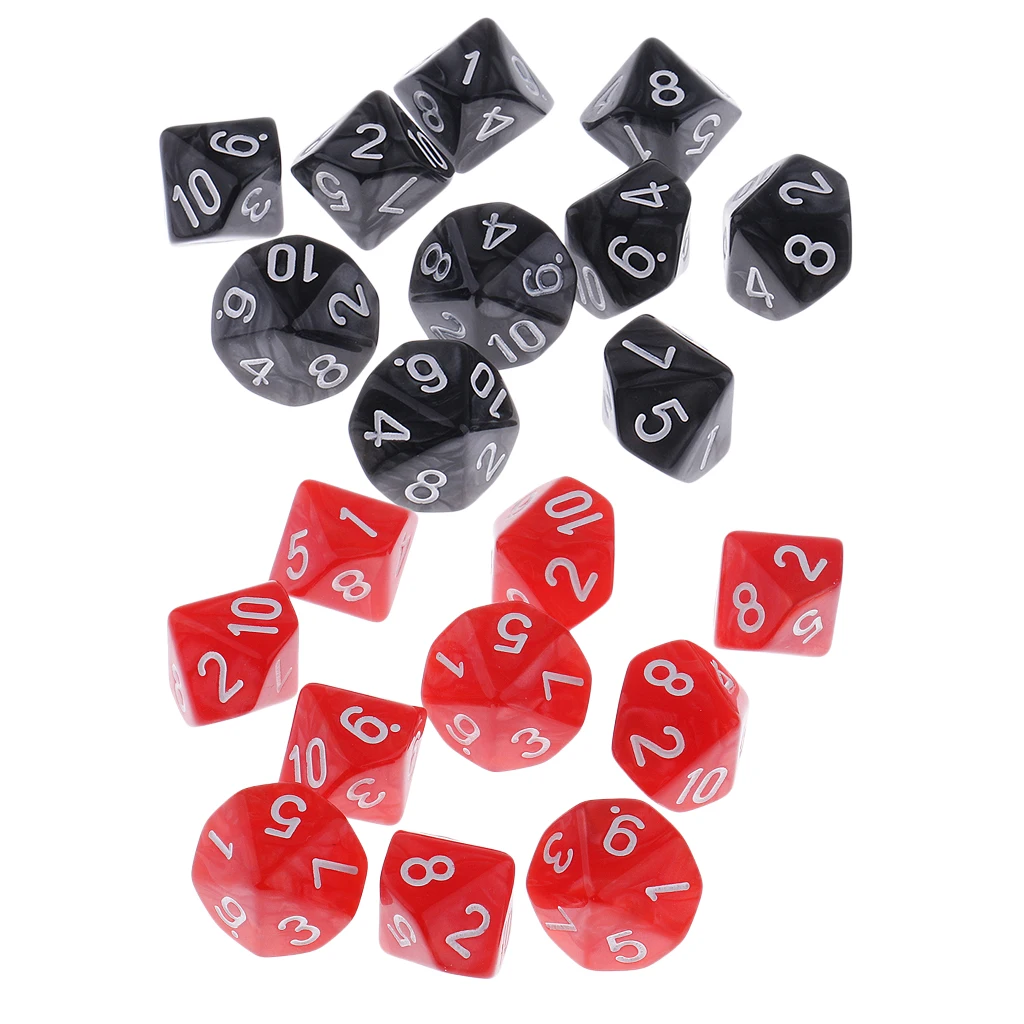 

20 Pieces Plastic 10-sided Dice D10 for Table Games