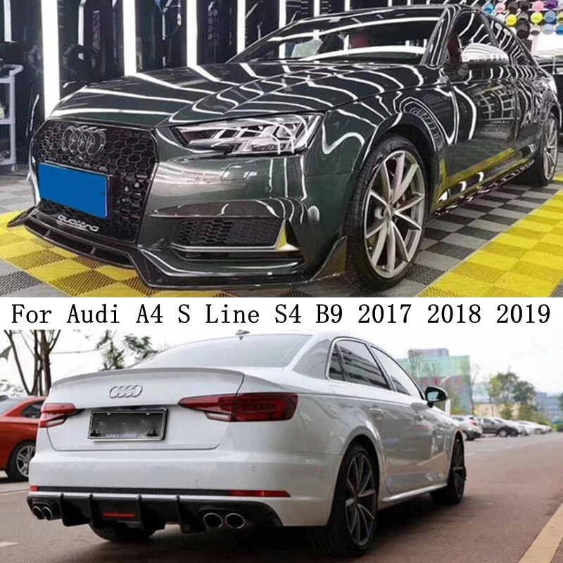 

For Audi A4 S Line S4 B9 2017 2018 2019 Real Carbon Fiber Front Rear Diffuser High Quality Bumper Lip Lamp Eyebrow Spoiler