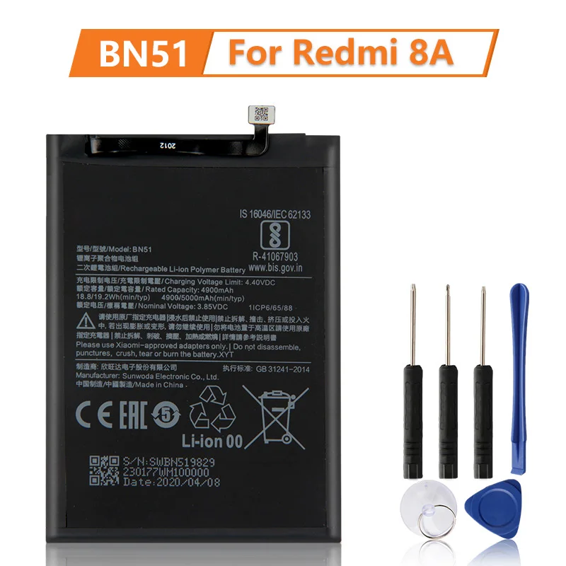 Новый Сменный аккумулятор BN51 для Xiaomi Redmi 8 8A Redmi8 100% телефона 5000 мАч|Аккумуляторы