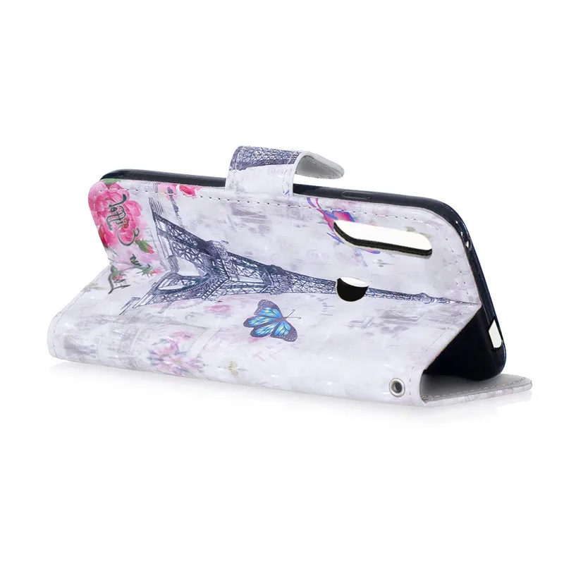 Чехол книжка Huawei P Smart с 3D рисунком бабочки кожаный чехол кошелек подставкой для