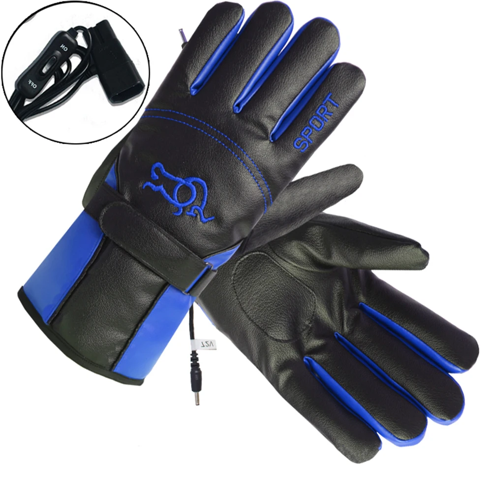 Electric 72V Blue HEROBIKER зимние Мотоциклетные Перчатки Guantes Moto с сенсорным экраном на батарейках, мотоциклетные гоночные водонепроницаемые перчатки с подогревом - Color: Electric 72V Blue