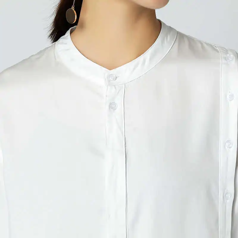 Женская блузка на пуговицах с длинным рукавом и отложным воротником | одежда