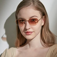 2021 fashion rimless sunglasses women luxury brand designer vintage alloy sun glasses female classic gradient metal eyewear uv