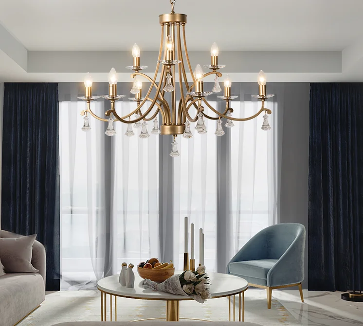 

American country iron art light luxury living room dining room lamp modern minimalist home bedroom chandelier