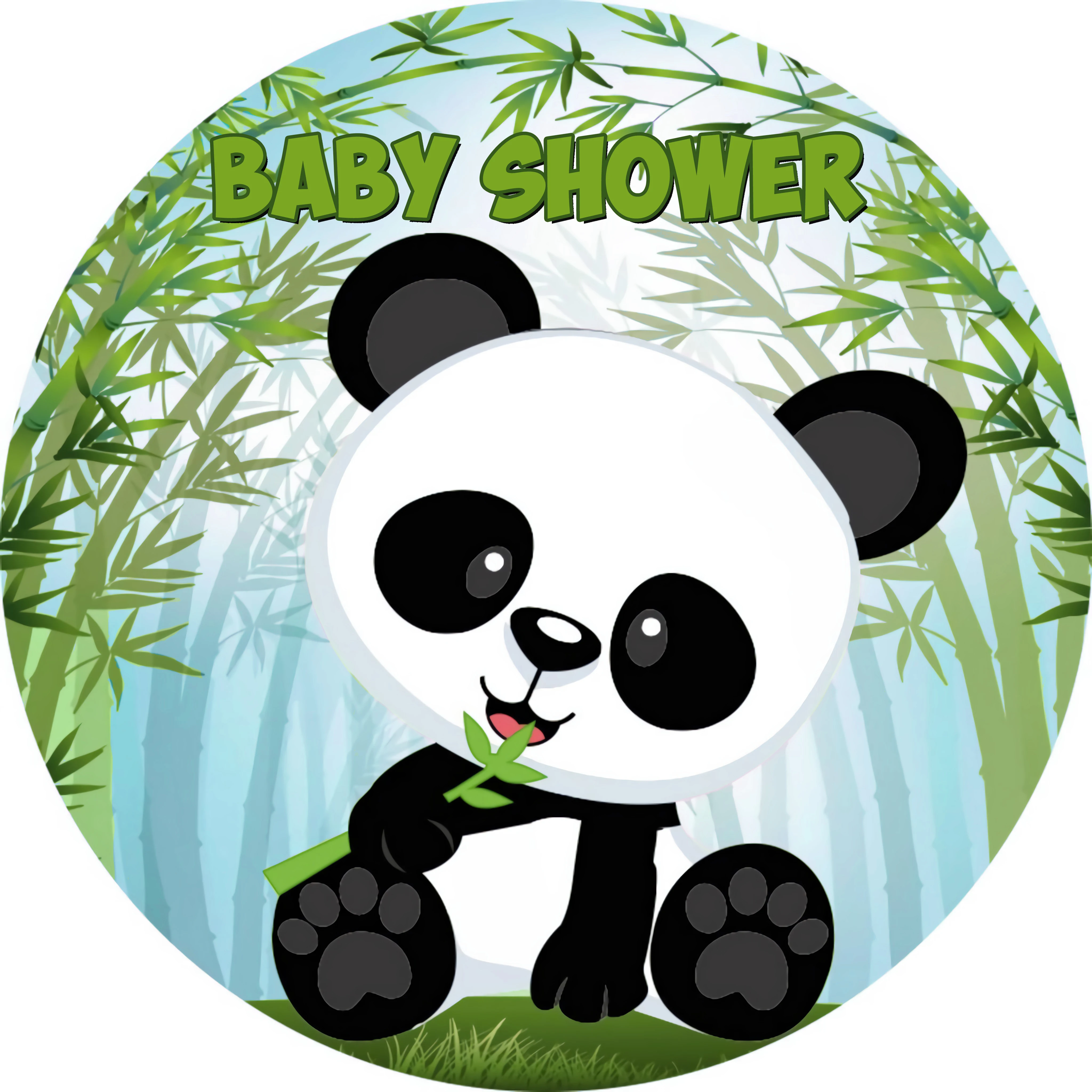 

Baby Shower Circle Background Green Bamboo Panda theme Kids 1st Birthday Round Backdrop for Party Decoration Cake tablecloth