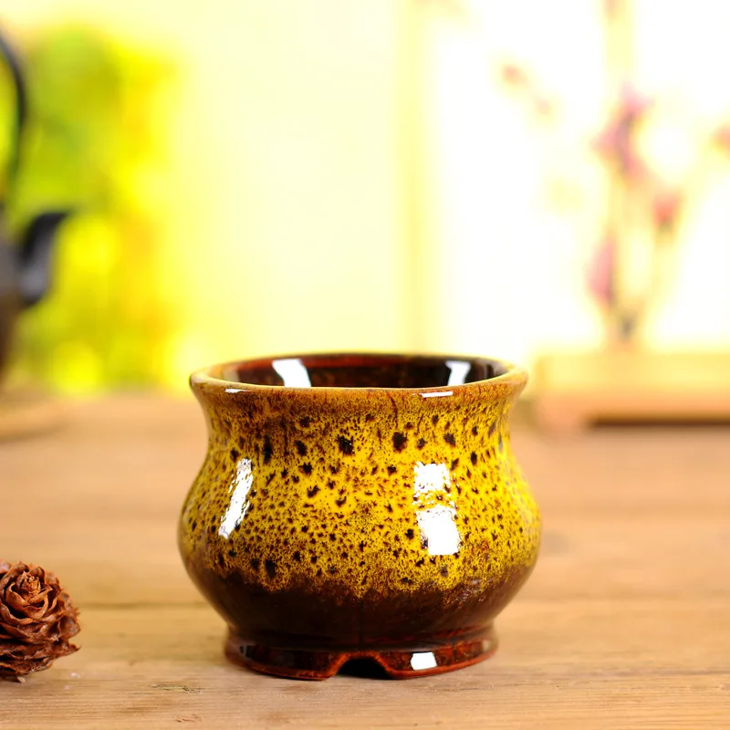 Цветочный горшок творческие горшки для растений Hand made простой цветной глазури