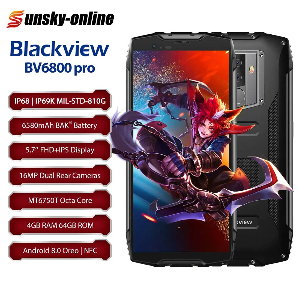 Blackview BV6800 Pro Прочный смартфон 6580 мАч 4 Гб+ 64 Гб 5,7 ''MTK6750T Восьмиядерный 4G мобильный телефон отпечаток пальца NFC Беспроводной