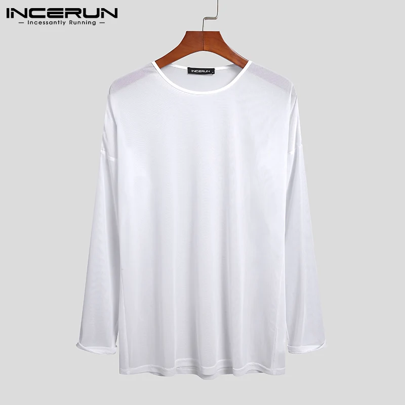 

Новинка 2021, мужской топ для сна, дышащая Домашняя одежда, Повседневный, однотонный, с круглым вырезом, прозрачный, удобный, сетчатый, стрейче...