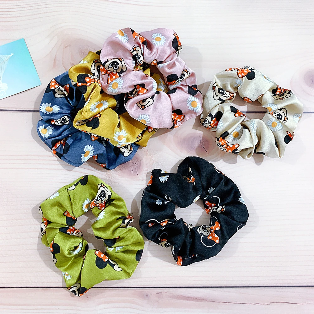 Женское кольцо для волос Disney Minnie Mickey Mouse изысканная резинка в цветочек аксессуары
