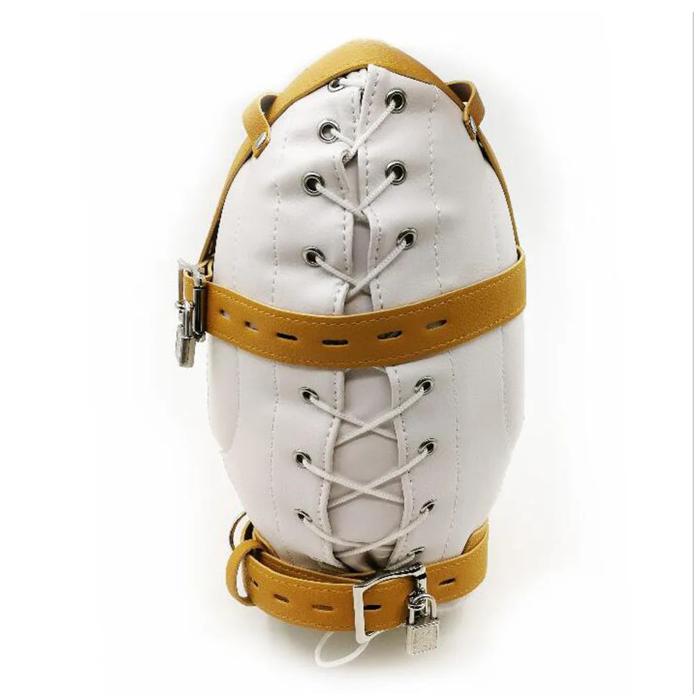 Закрытая кожаная маска-капюшон для мужчин и женщин сексуальный фетиш БДСМ бандаж