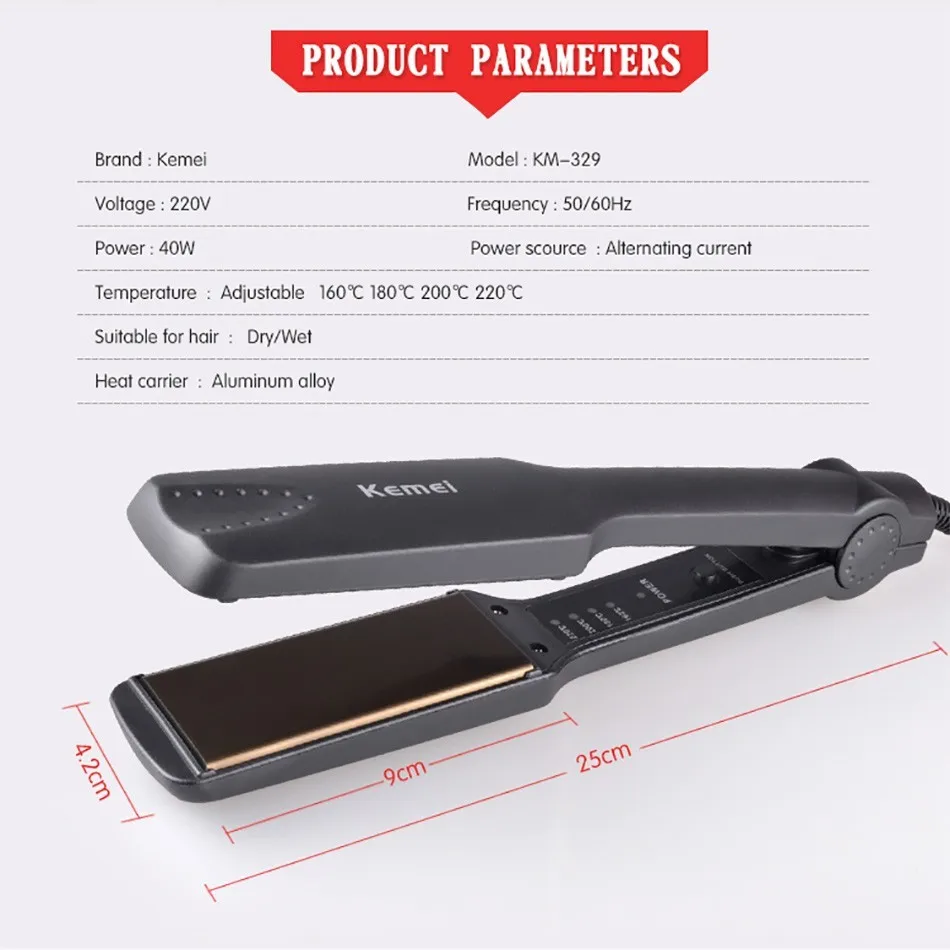 Kemei KM-329, профессиональные выпрямители, электрический выпрямитель для бороды, выпрямитель для волос, плоский утюг, быстрый разогрев, KM-328, инструменты для укладки