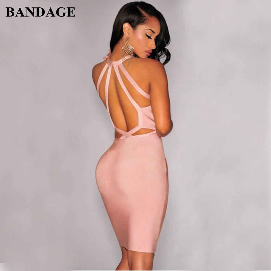 Женское Бандажное платье без рукавов синее черное абрикосовое с открытой спиной