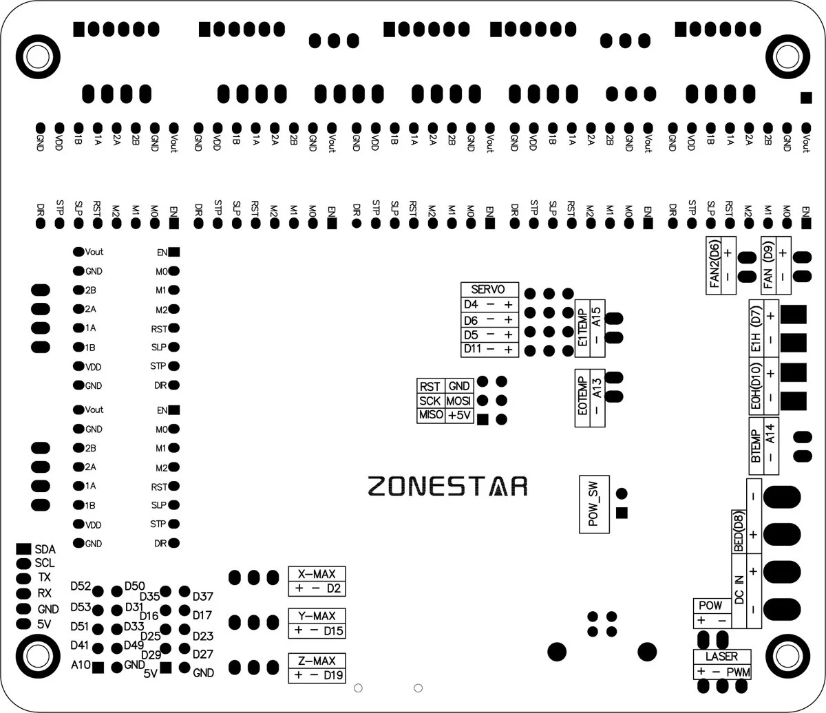 ZONESTAR, Новейшая Плата управления 3d-принтером, материнская плата ZRIBV6, контрольный Лер, совместимый с Ramps V1.4 ATMEGA2560, четыре экструдера