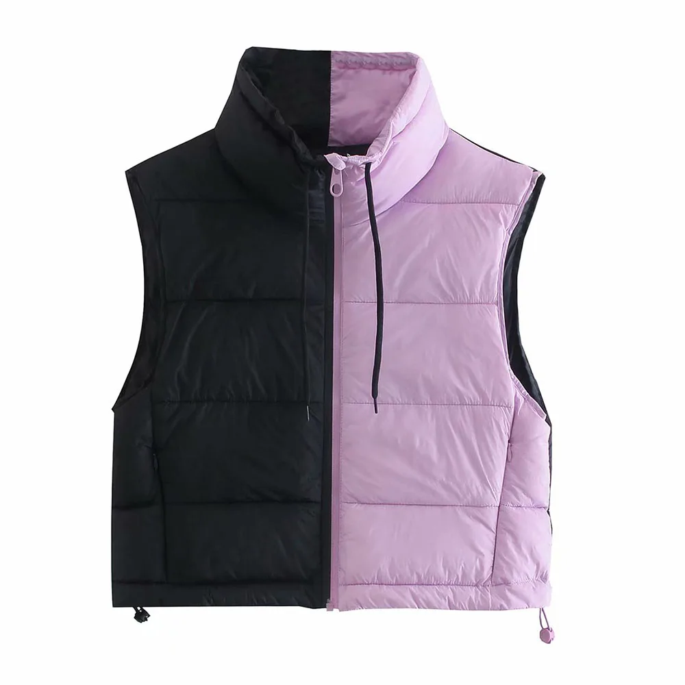 

ZA new style winter women's fashion all-match high-neck slim-fitting sleeveless short cotton jacket vest vest down jacket
