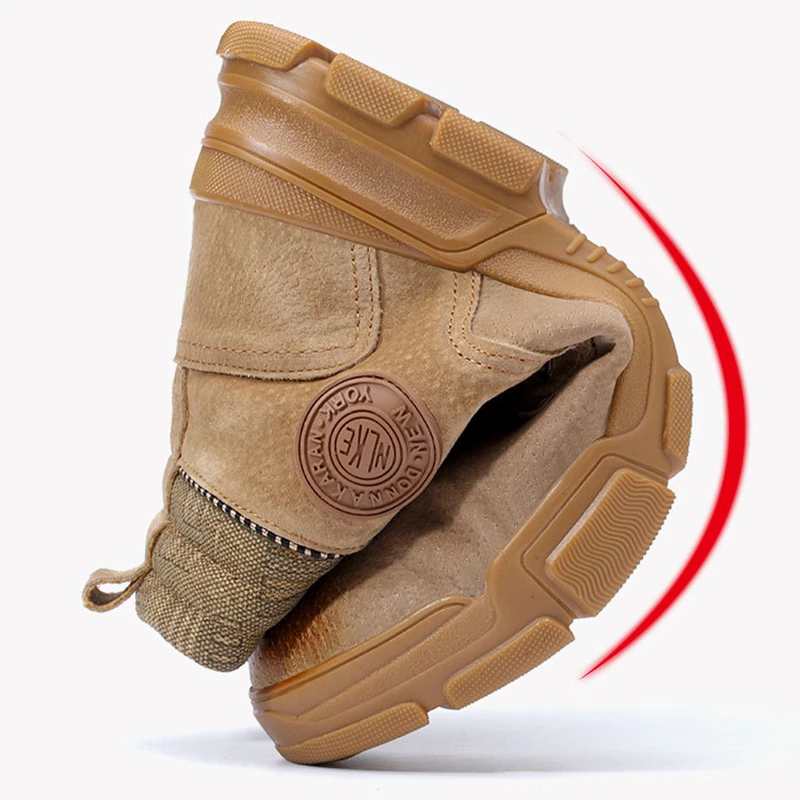 

Composite Toe Safety Shoe Boots Genuine Leather Man High Top Working Shoes Men Anti-smashing Anti-puncture Safety Boots Homme