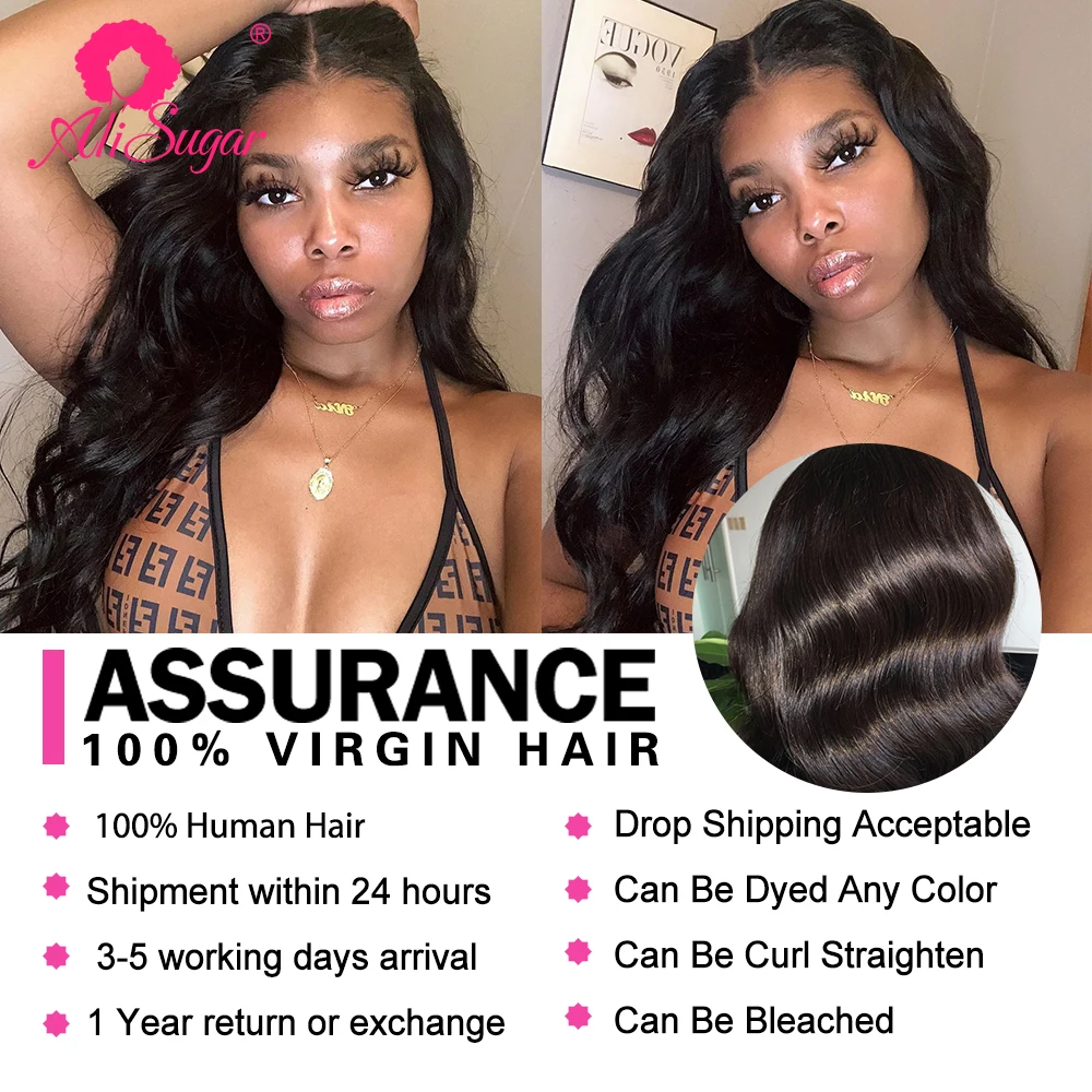 Али sugar натуральные перуанские волосы объемная волна 3 пучка с закрыванием 4*4