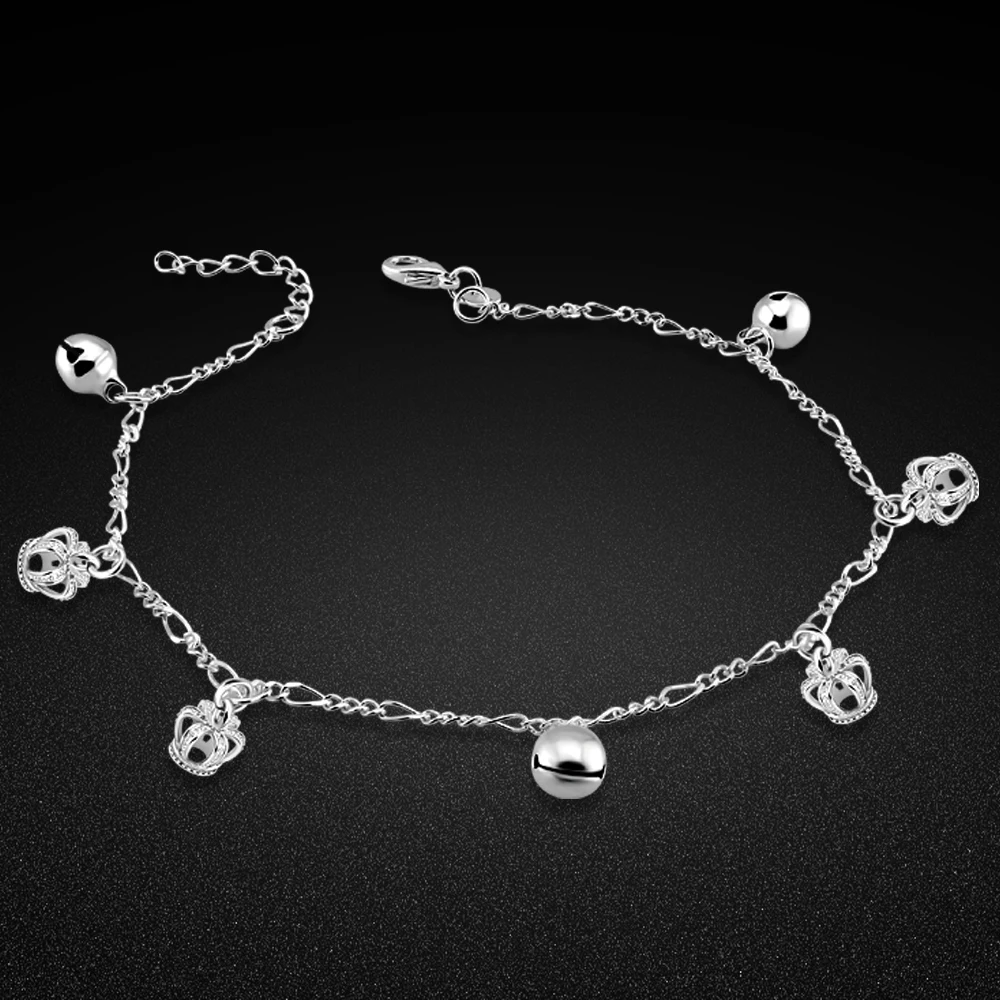 

Женский ножной браслет из серебра 925 пробы, с короной