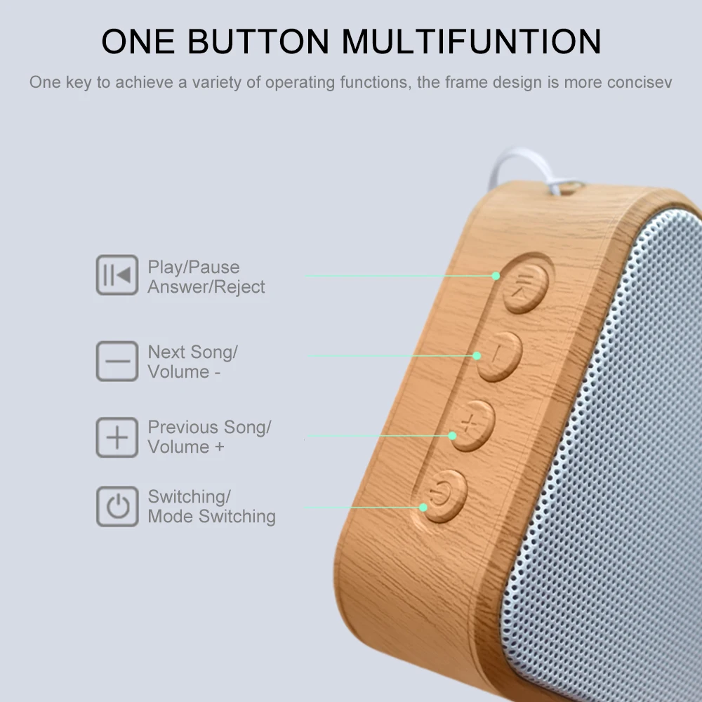 Portable Bluetooth speakers Wooden Subwoofer Speaker mini HD HiFi Sound Music Speaker for Home Palm bsize Support TF loudspeaker
