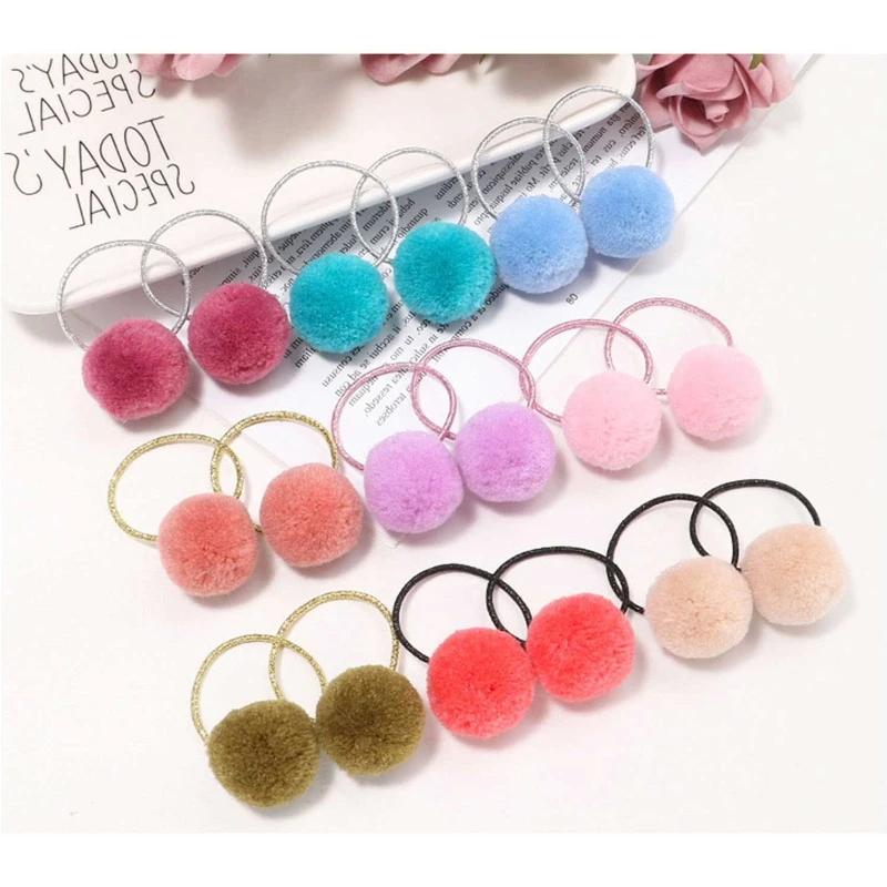

Cute Hairball Hair Band Girls Pompom Elastic Rubber Bands Kids Hair Ties Scrunchies Headwear Baby Hair Accessories
