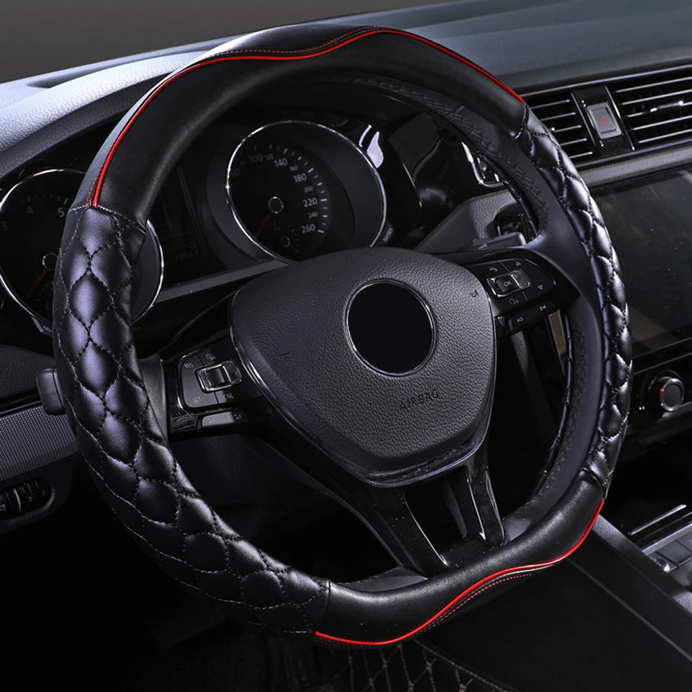 38 см Кожаный чехол рулевого колеса автомобиля защитный для Audi Toyota Honda Cadillac Volvo BMW