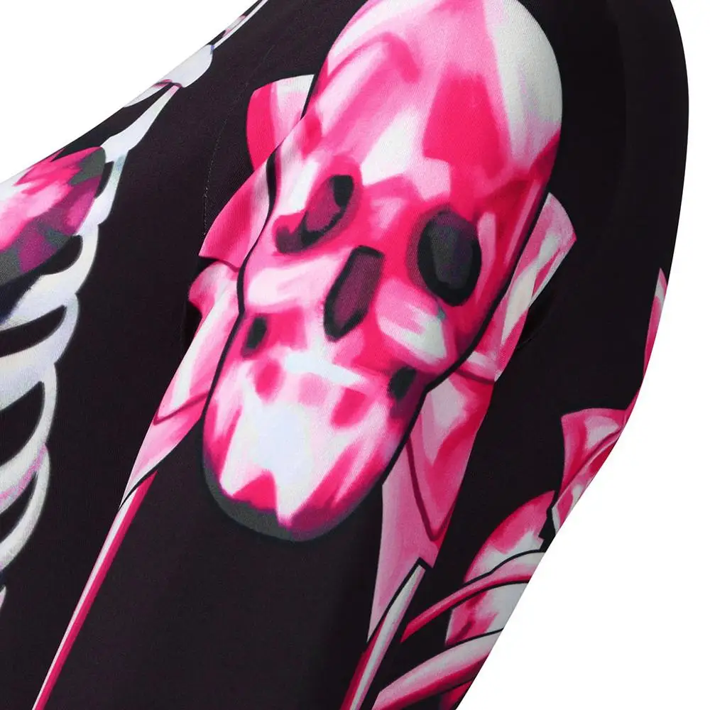 

Halloween Pink Horror Skeleton Jumpsuit Women O Neck Long Sleeve Pencil Pants Bodycon Black Rompers Womens Jumpsuit Clothes
