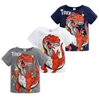 Футболки для мальчиков, летняя детская одежда, крутая футболка с мультипликационным динозавром, топы, футболки для мальчиков, детская одежда от 2 до 7 лет