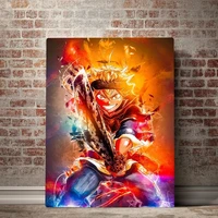 canvas painting home decor hd prints black clover anime dark zwaard fire pictures wall art modulaire poster modern living room
