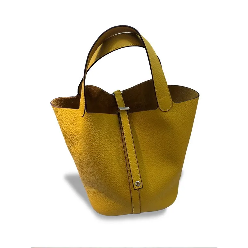 

The new 2020 first layer cowhide handbag ladies bag bucket bag leather handbag fashion style hand bags women 2020 handbags